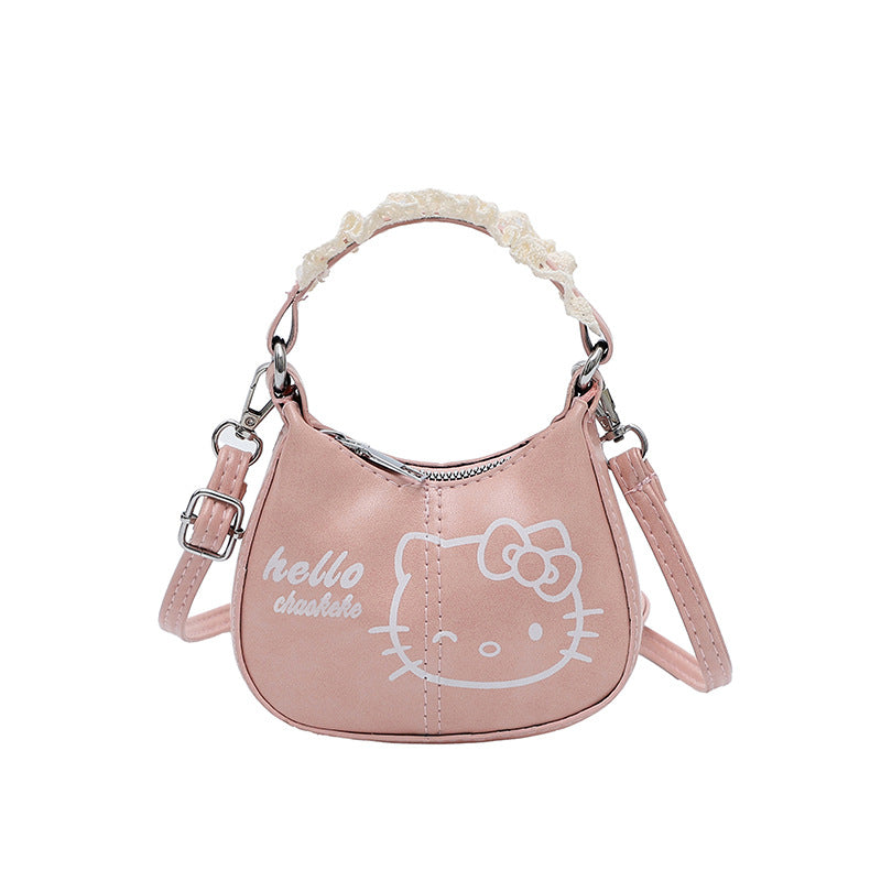 Women's Cross-Body Bag Handbag Cute Vintage Cat Lace Handbag Shoulder Messenger Bag