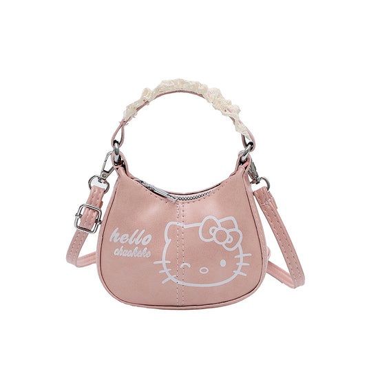 Women's Cross-Body Bag Handbag Cute Vintage Cat Lace Handbag Shoulder Messenger Bag