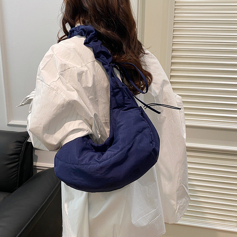 Dumpling Bag Women's Casual New Simple and Lightweight Large Capacity Student Class Commuter's All-Matching Shoulder Messenger Bag