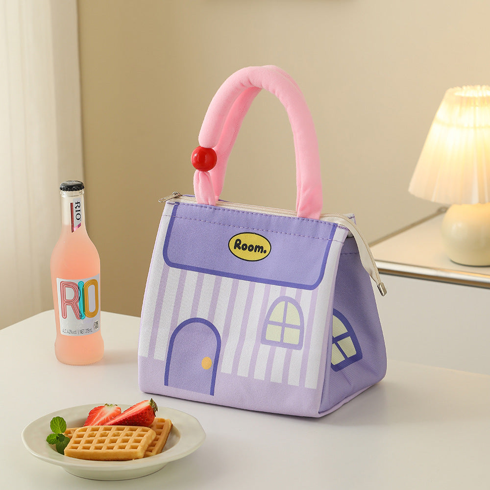Small House Lunch Bag Thermal Bag Handbag Lunch Box Bag Office Worker with Rice Student Lunch Bag Cute Lunch Box Bag