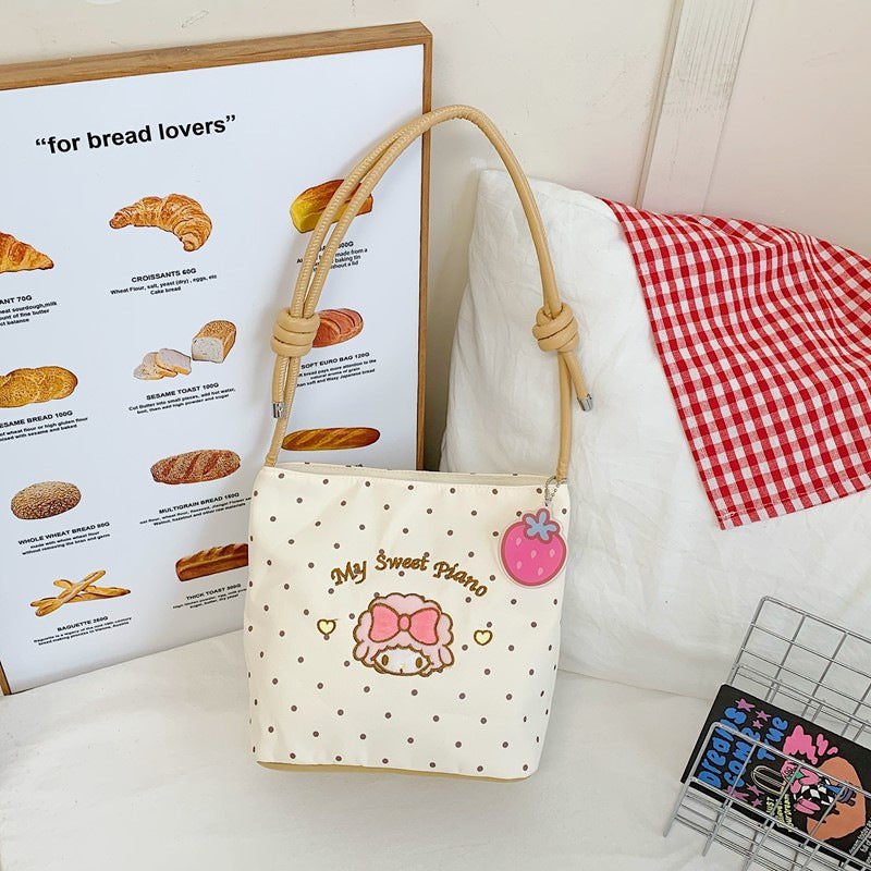 Cute Cartoon Checkered Crossbody Bag for Girls, Lightweight and Breathable Daily Style with Sweet Character Design