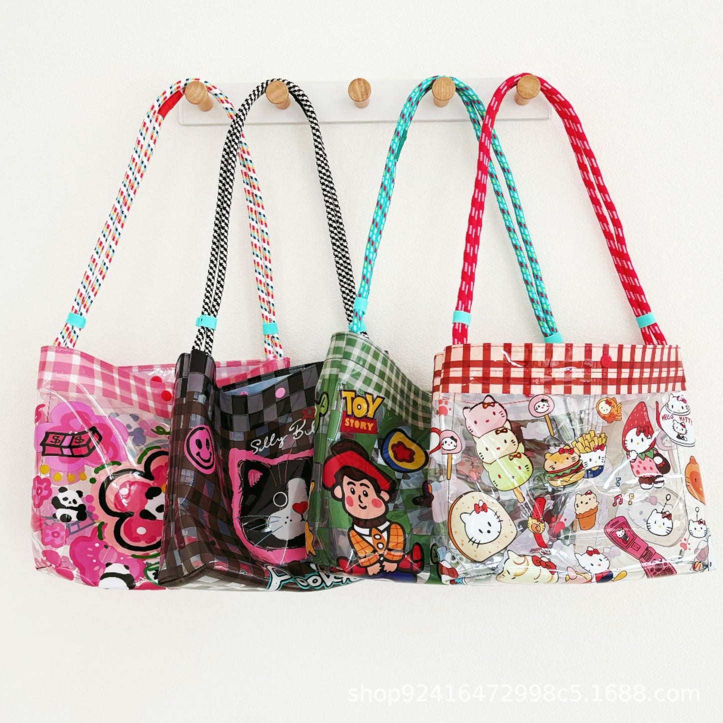 Cute Cartoon PVC Tote Bag with Waterproof Design, Large Capacity Shoulder Bag for Women and Girls, Perfect for Beach and Daily Use
