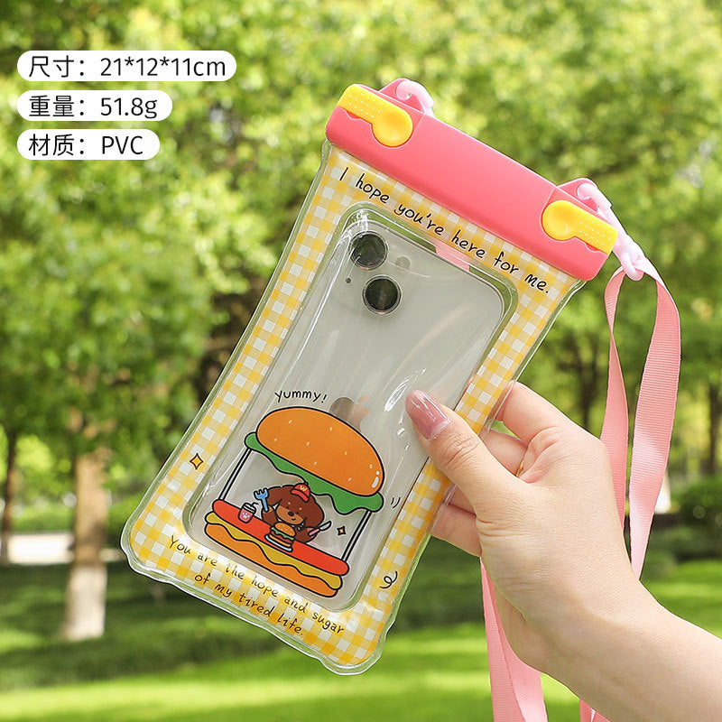 Cute Cartoon Waterproof Phone Pouch with Floating Design for Swimming, Hiking, and Outdoor Adventures