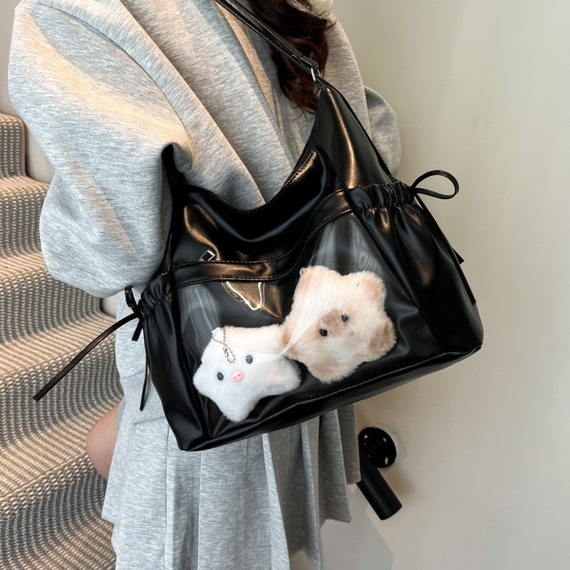 Japanese Bow Cartoon Backpack Female Secondary College Class Commuting Large Capacity One Shoulder Crossbody Backpack