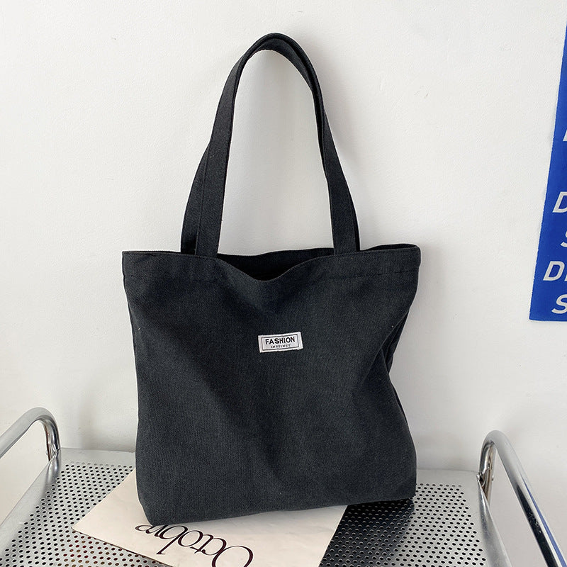 Stylish Oversized Tote Bag for Women, Thick Washed Canvas with Fashion Logo Patch, Perfect for Daily Commute and Shopping