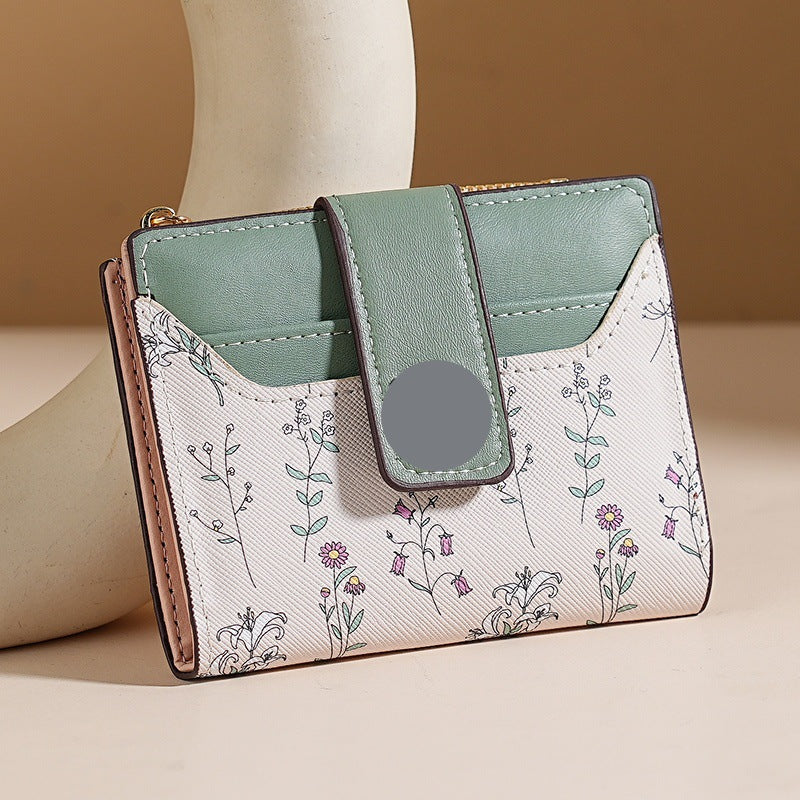 Chic Floral Mini Wallet for Women with Magnetic Closure and Card Slots, Elegant Design for Daily Use