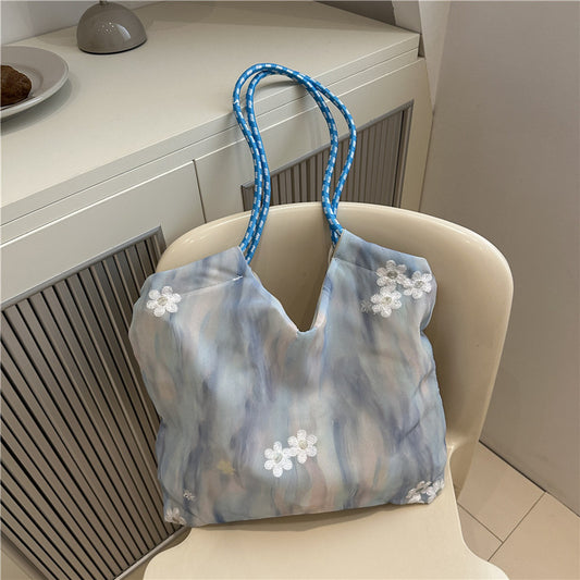 Large Capacity Canvas Bag Women's Summer Popular New Hand-Carrying Casual Simple One Shoulder Underarm Bag