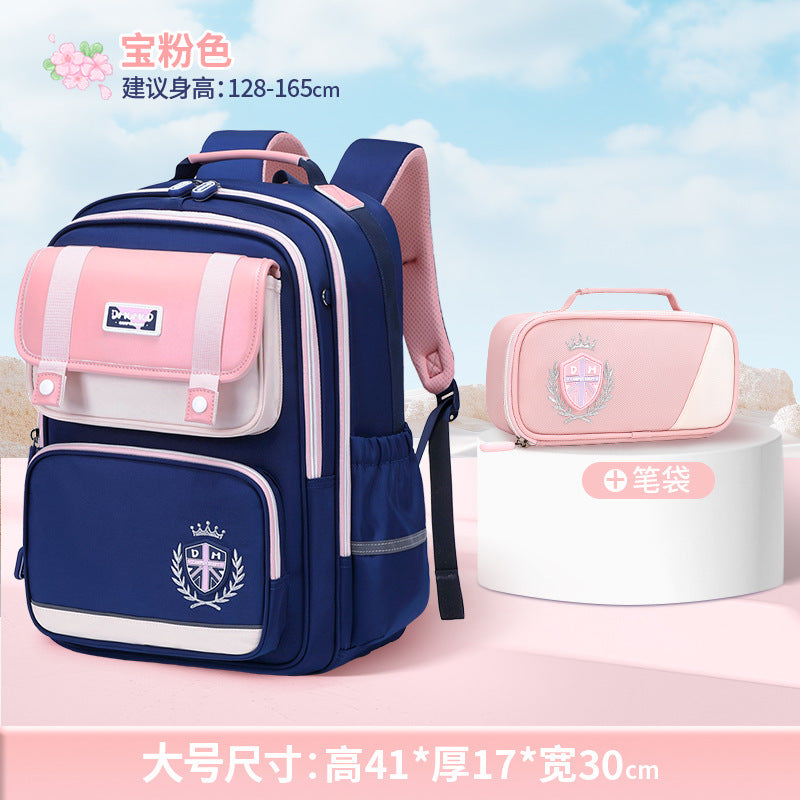 2026 New Kids Backpack for Grades 1-6, Lightweight & Ergonomic Design with Large Capacity, Breathable and Waterproof Oxford Fabric, British Style School Bag with Pencil Case and Study Bag Set