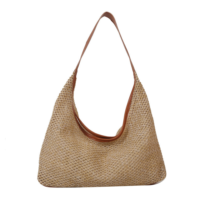 Straw Tote Bag Women's Large Capacity Fashion Casual Summer Korean Weaving Shoulder Underarm Bag
