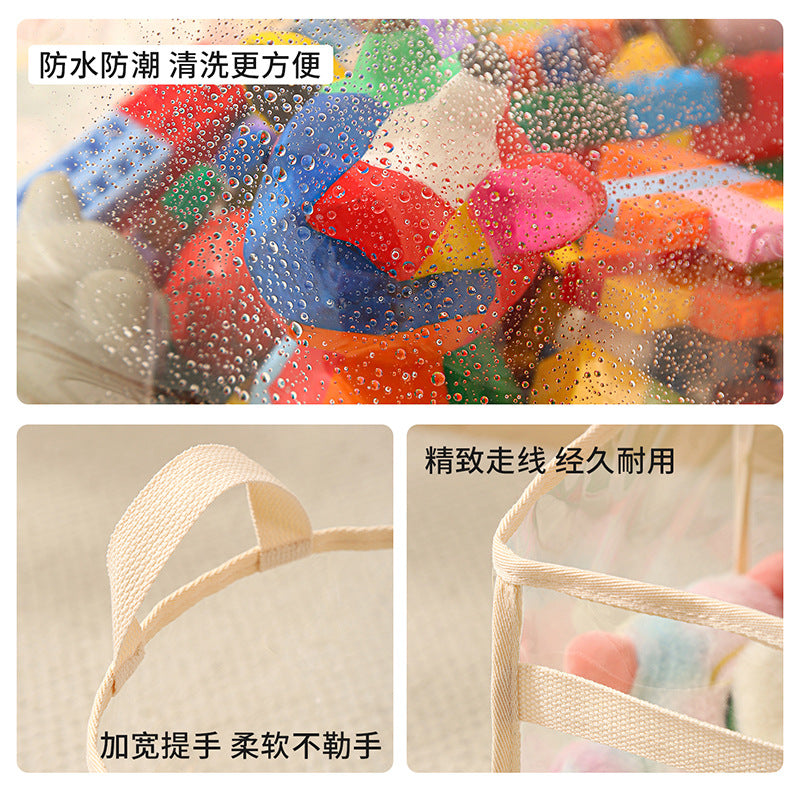 Transparent Storage Basket for Toys and Daily Essentials, Waterproof and Foldable Design with Large Capacity