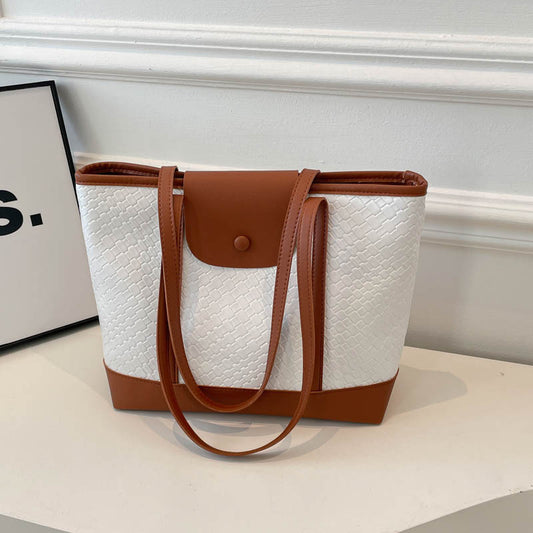 New Women's Large Capacity Totes Casual Simple Color Collision Design Daily Commuter's All-Matching Shoulder Bag