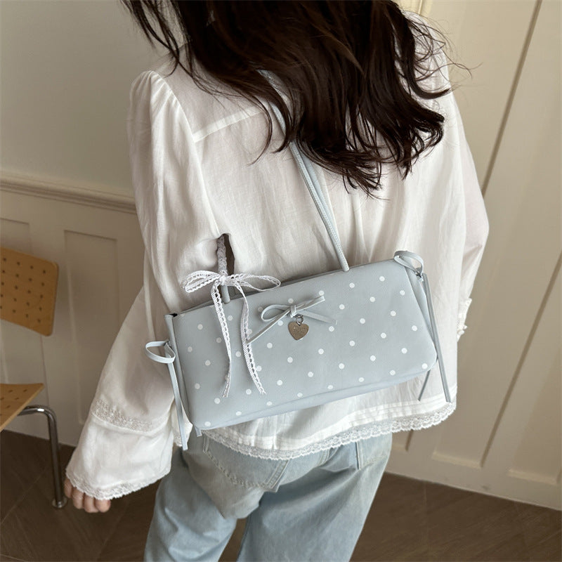 New Polka Dot Shoulder Bag Lace Bow Love Ornaments Fashion Commuter Everyday Joker
