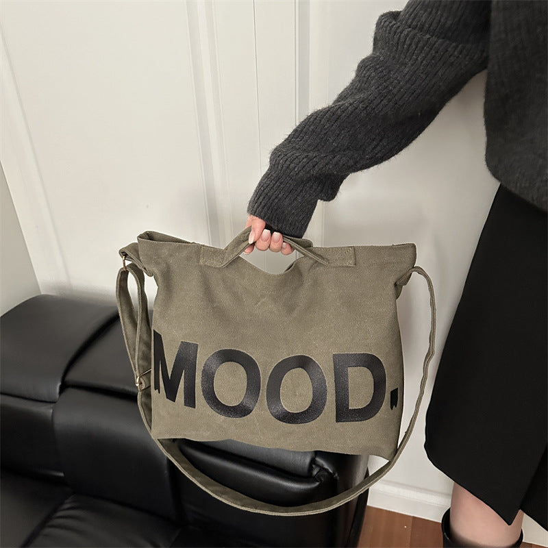New Fashion Printing Letter Shoulder Bag Women's Large Capacity Casual Easy Matching Tote Bag Simple Fashion Canvas Bag