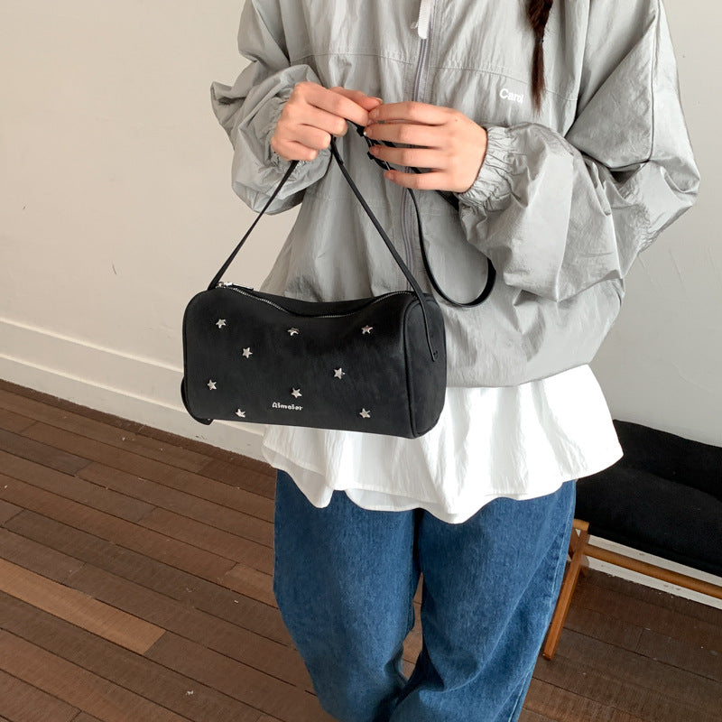 XINGX Rivet Crossbody Bag New Korean Fashion Large Capacity Shoulder Bag with Love Ornaments