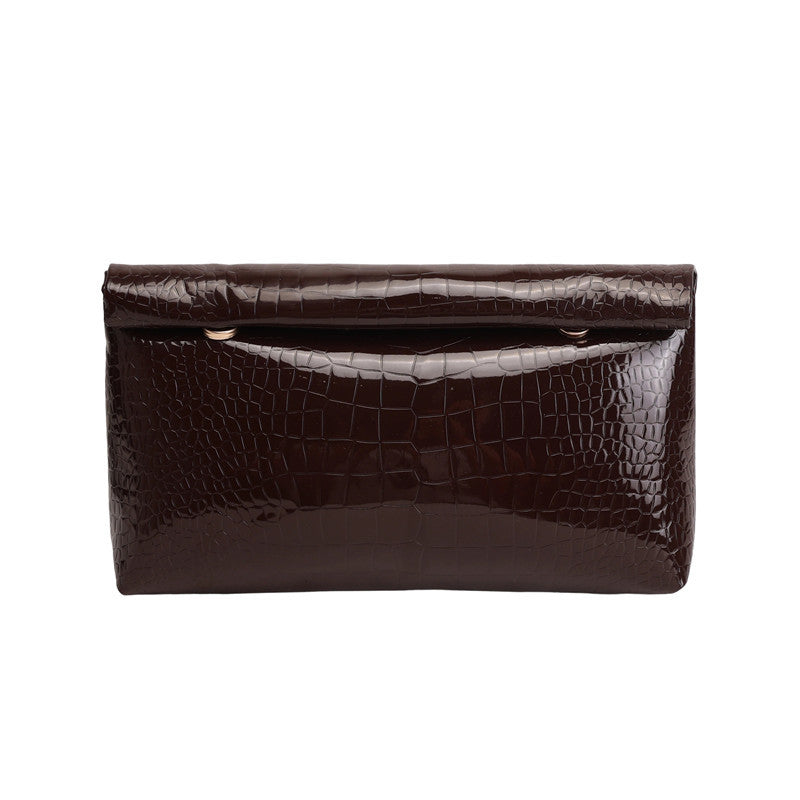 Clutch Women's New Solid Color Oily Leather All-Matching Western Style Leisure Commute Party Fashion Personality Dinner Bag