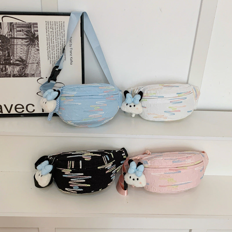 Simple Casual Women's Shoulder Messenger Bag Sewing Line Embroidered Adjustable Shoulder Strap Everyday Joker Practical