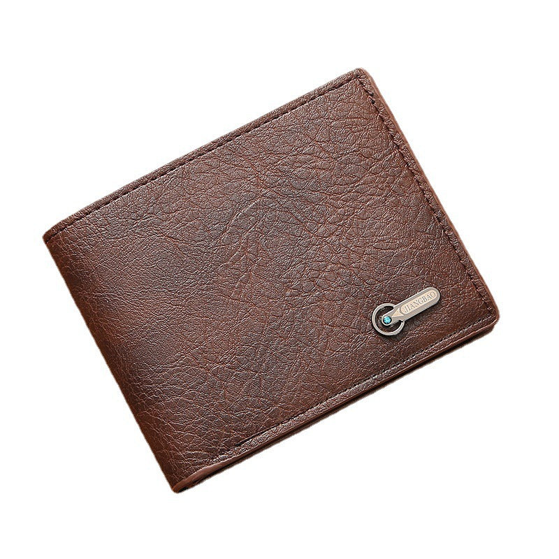 Men's Fashion Leather Wallet Geometric Pattern Design Daily Practical Short Wallet
