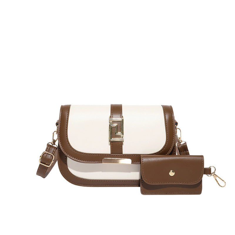Simple Retro Patchwork Small Square Bag Women's Summer New Good-looking Fashion Korean Style Western Style Shoulder Messenger Bag