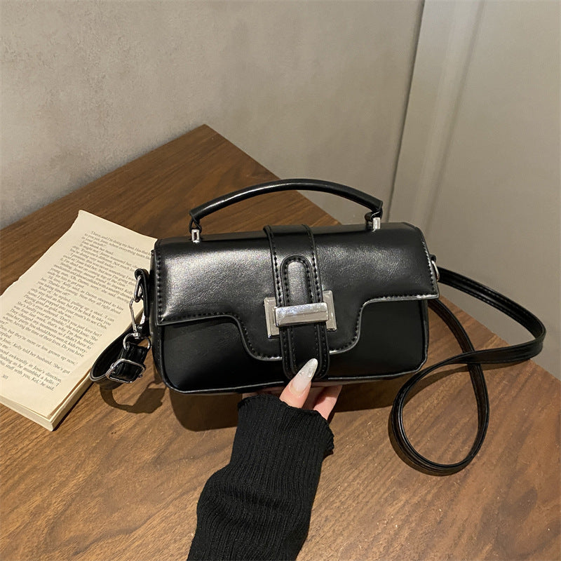 Trendy Western Style Belt Buckle Fashionable Spring New Light Luxury Commute Leisure Single Shoulder Crossbody Portable Small Square Bag for Women