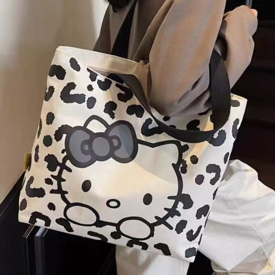 Cartoon Canvas Bag Women's All-Match Shoulder Commuter Tote Large Capacity