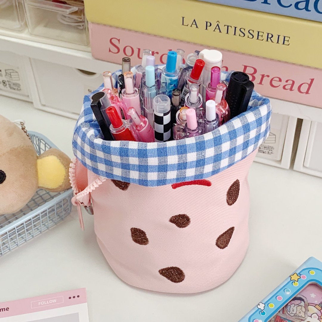 Cute Cookie-Shaped Pencil Case with Foldable Design and High Capacity for Students' Stationery Storage
