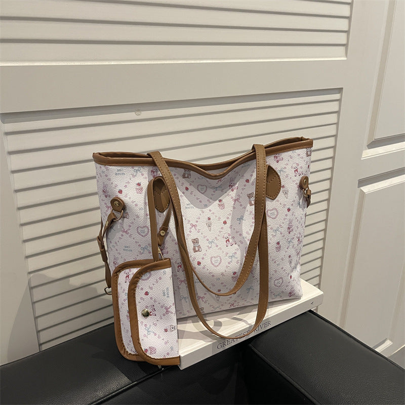 New Printing Large Capacity Shoulder Tote Bag Female Fashion Personality Trend Design Everyday Joker Commuter Bag