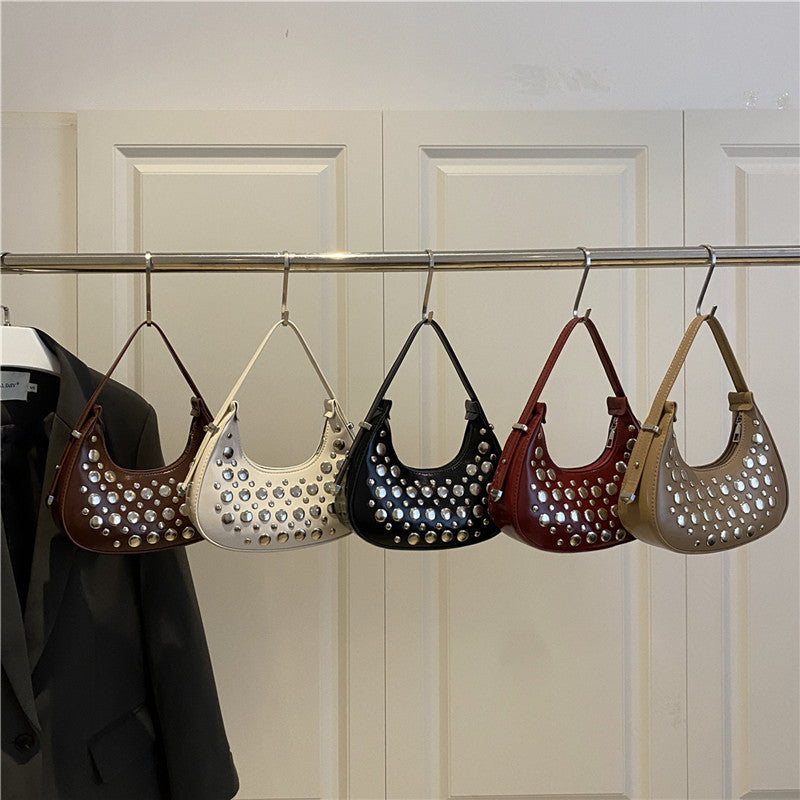 This Year's Popular Bag Summer New Korean Style Fashion Rivet Personality Shoulder Bag Ladies Crossbody Dumpling Bag
