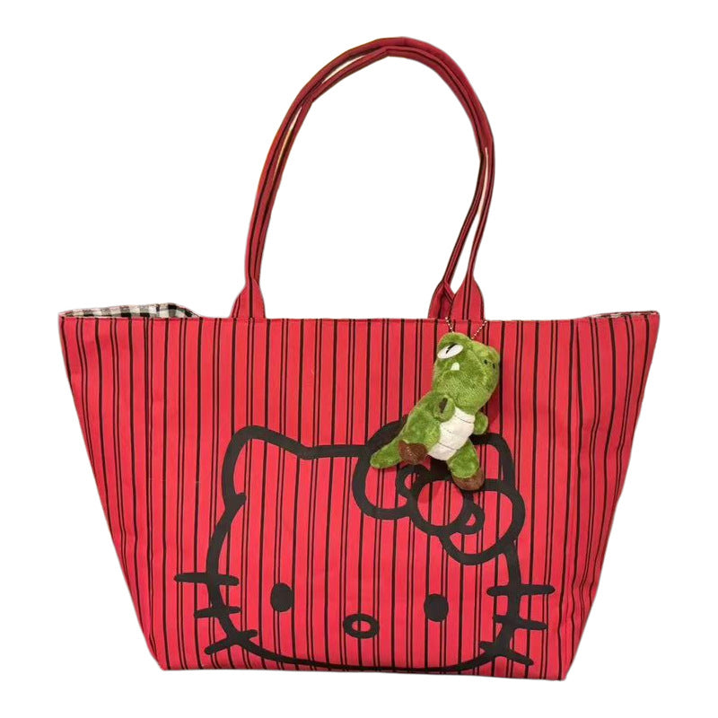 Korean Style Hellokitty Printed Tote Female Large Capacity Student Commuter Hand-Carrying Bag Simple