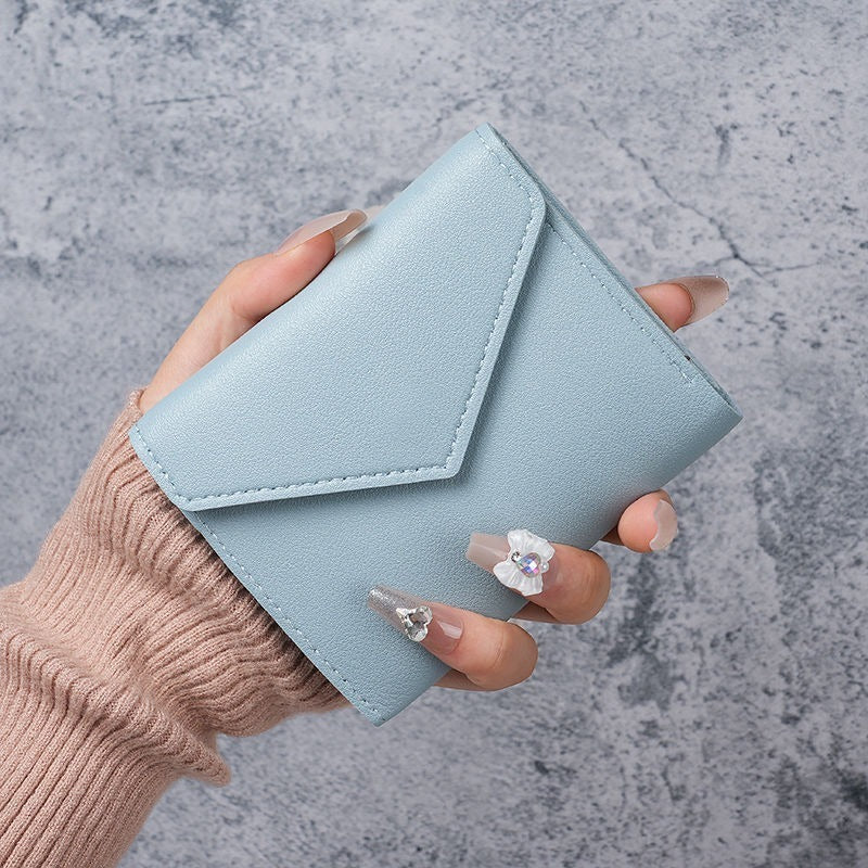 Cute Mini Wallet for Women with Envelope Design and Floral Nail Art, Perfect for Daily Use and Student Style