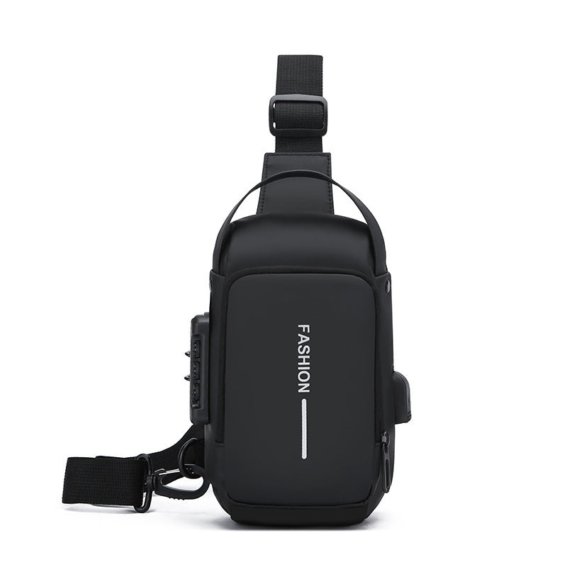 Men's Messenger Bag Waterproof Password Lock Chest Bag Men's Large Capacity Commuter Travel Crossbody Shoulder Bag