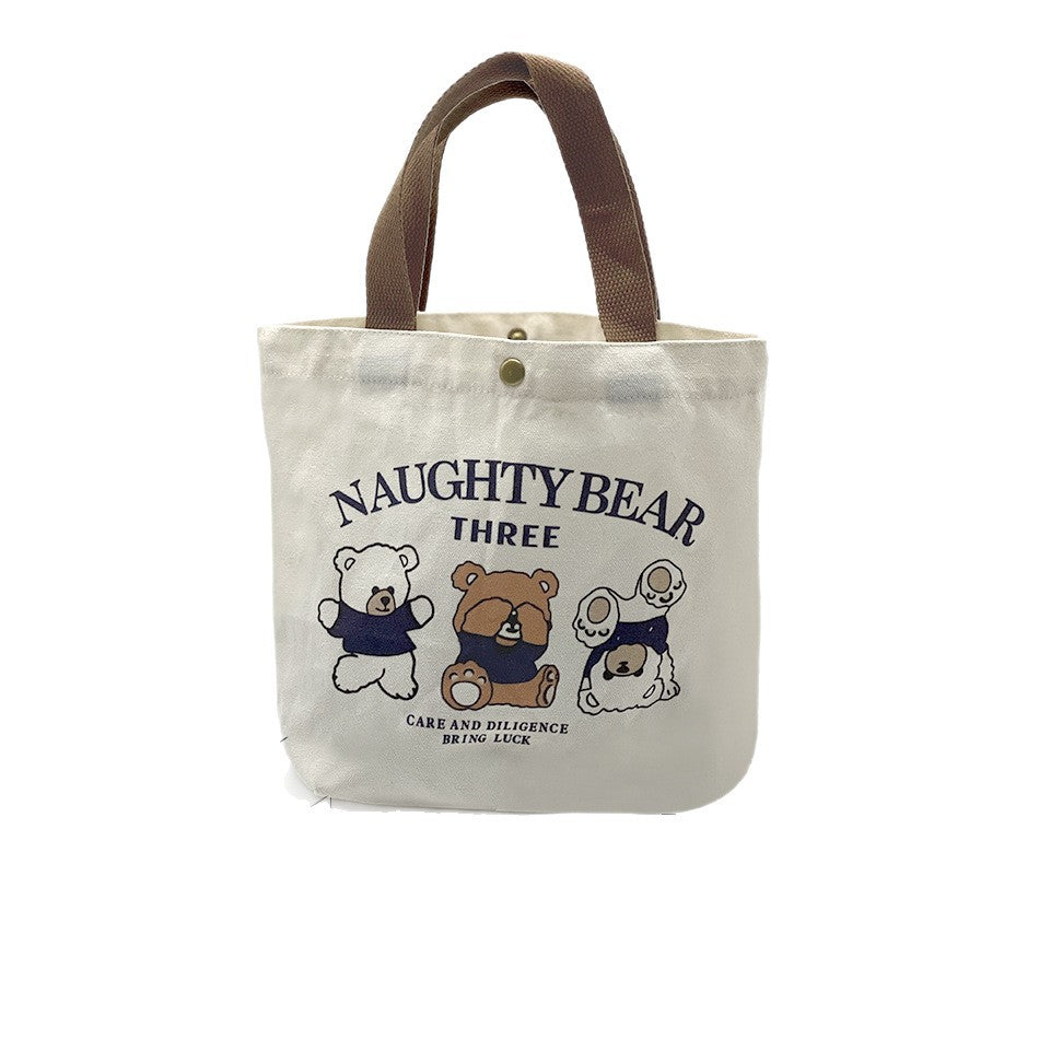 Striped Canvas Tote Bag with Custom Embroidery for Daily Use and Commuting