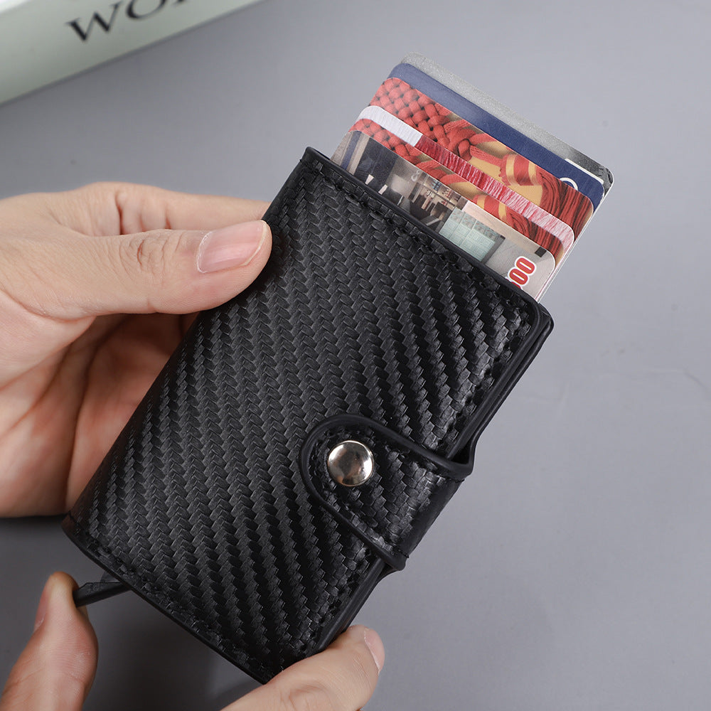 RFID Blocking Card Holder with Automatic Pop-Out Design, Large Capacity, Anti-Magnetic, Stylish Stitching & Snap Closure for Daily Use