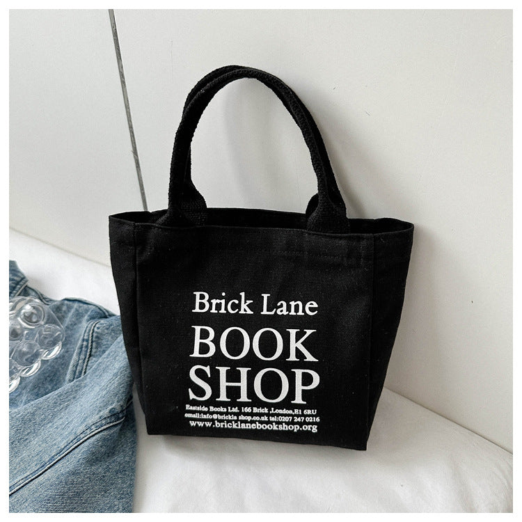 Minimalist Canvas Tote Bag with Book Shop Print for Daily Use and Commuting