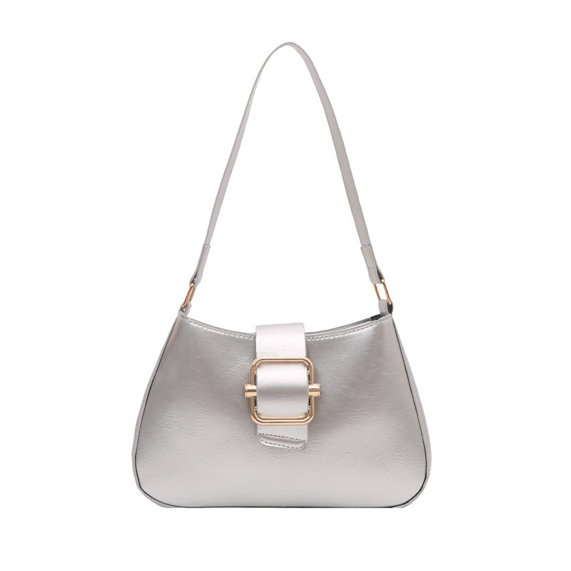 Women's Korean-Style Retro Square Shoulder Bag Simple Lock Latch Design Commuter Everyday Joker Messenger Bag