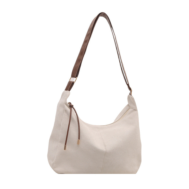 Vintage Tote Bag for Women, Large Capacity Shoulder Crossbody Bag with Cute Plush Charm, Elegant Commute Style