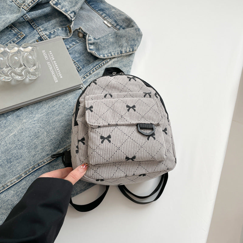 Women's Backpack Cute Bowknot Small Backpack Rhombus Design Daily Lightweight Fashion Backpack