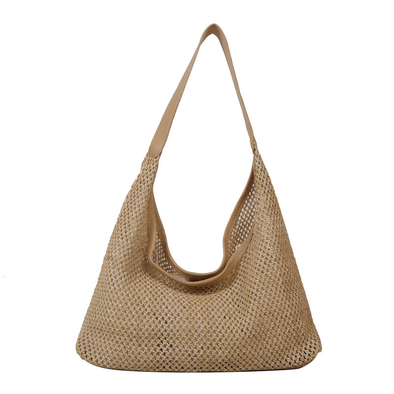 Straw Tote Bag Women's Large Capacity Fashion Casual Summer Korean Weaving Shoulder Underarm Bag