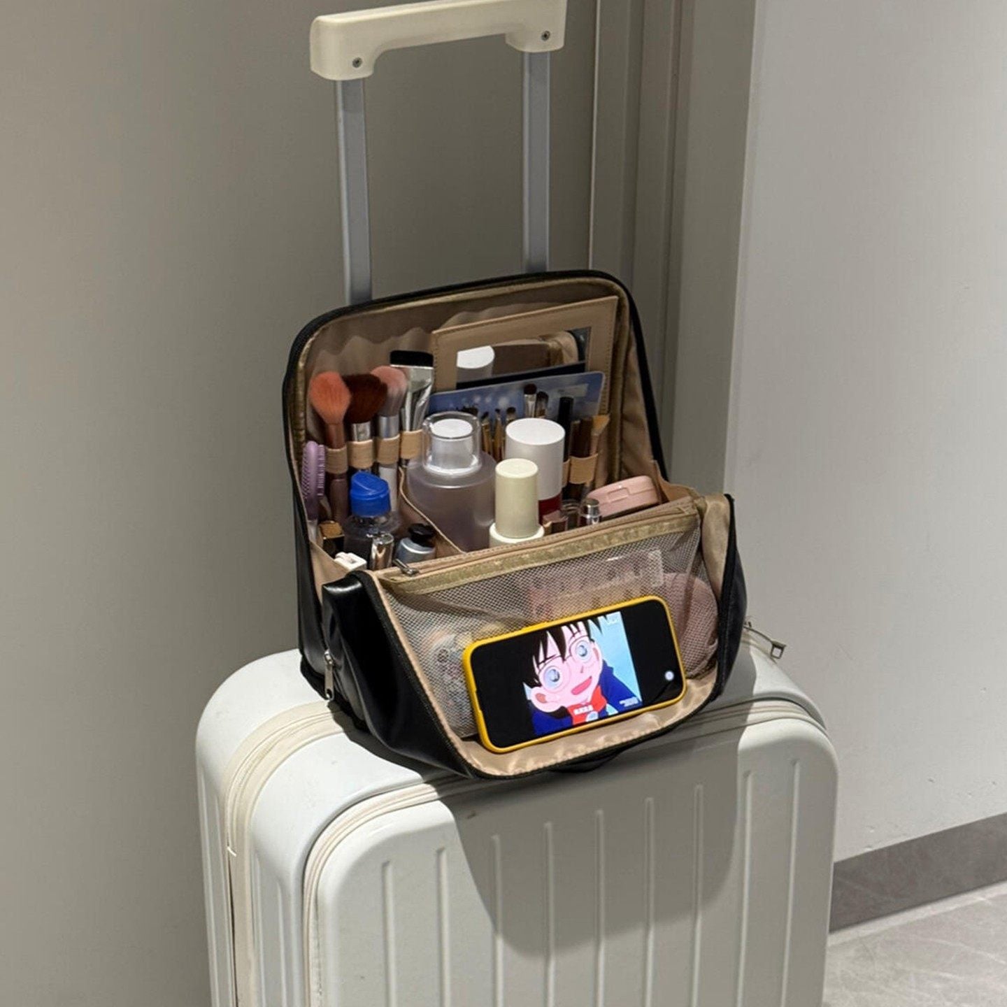 Vertical Partition Cosmetic Bag Portable Large Capacity Storage Bag Portable Travel Bag Hanging Luggage