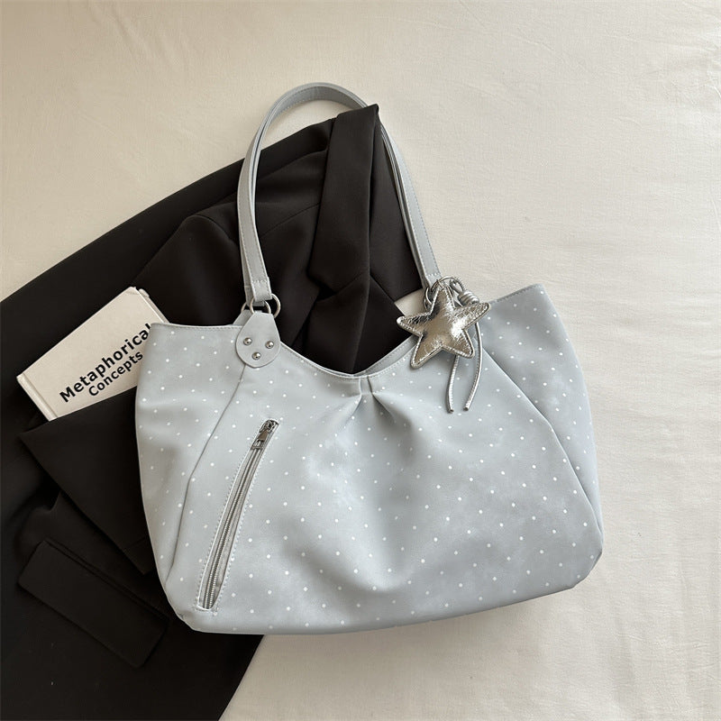 New Polka Dot Tote Women's Korean-Style Shoulder Bag Large Capacity Commuter Underarm Bag Fashionable All-Match Handbag