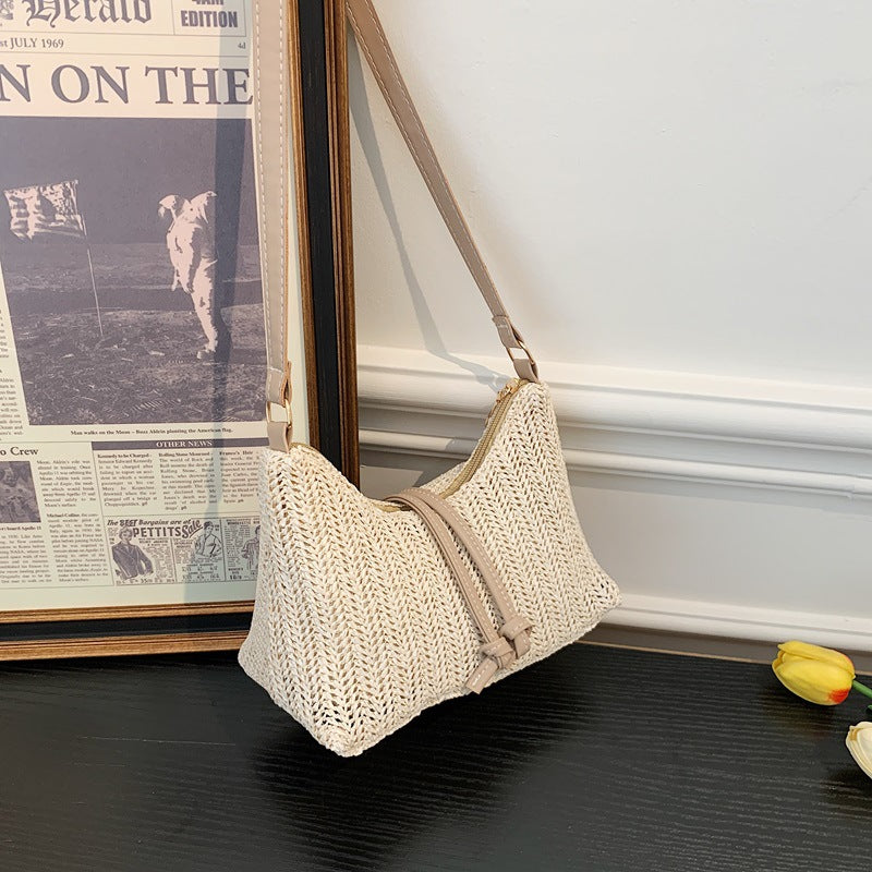 Women's Straw Shoulder Bag Fashionable New Unique and Exquisite Spring Versatile Texture High Class Elegant Crossbody Bag