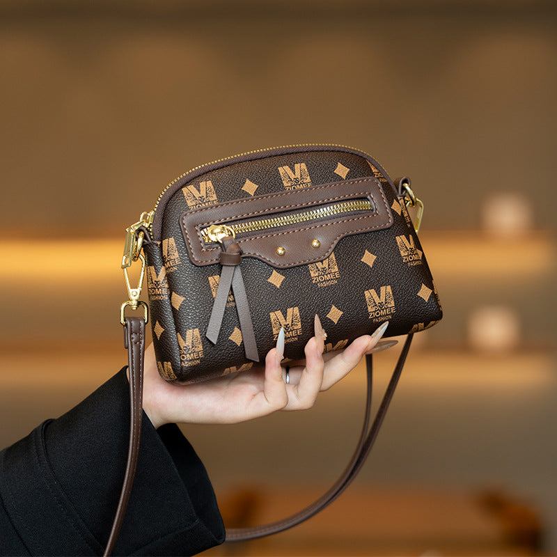 2025 New Fashion Checkerboard Shell Crossbody Bag for Women, Stylish Small Shoulder Bag with Zipper and Inner Compartment