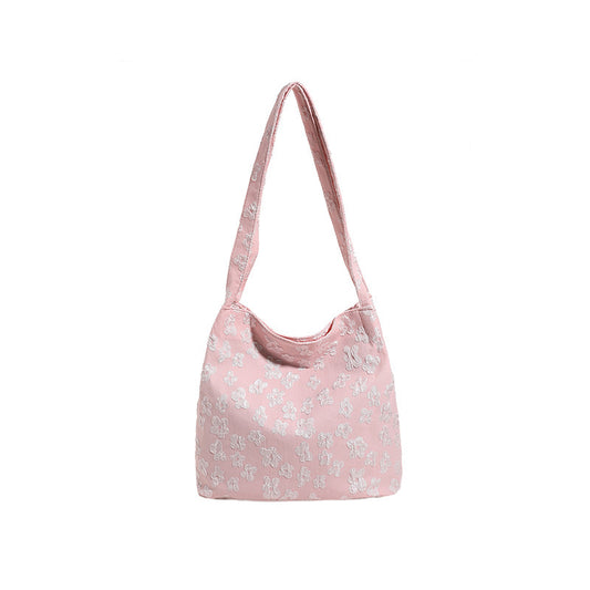 Canvas Bag Women's Summer New Simple Fairy Flower Lace Portable Literary Shoulder Bag