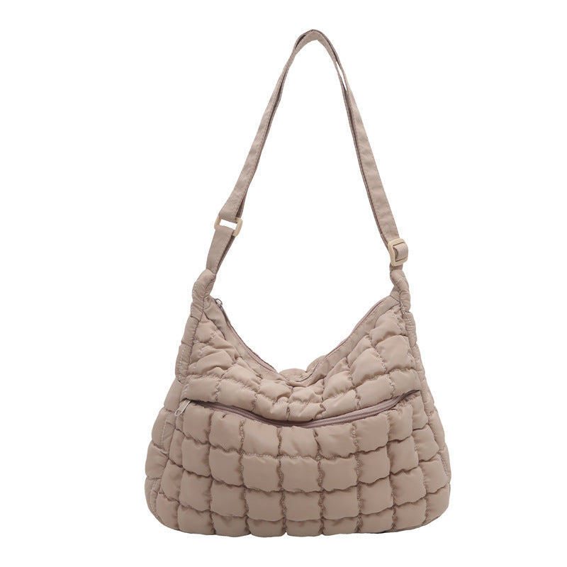 Pleated Cloud Bag Women's Fashion One-Shoulder Portable Dumpling Bag Large Capacity down Crossbody Cotton Jacket Bag