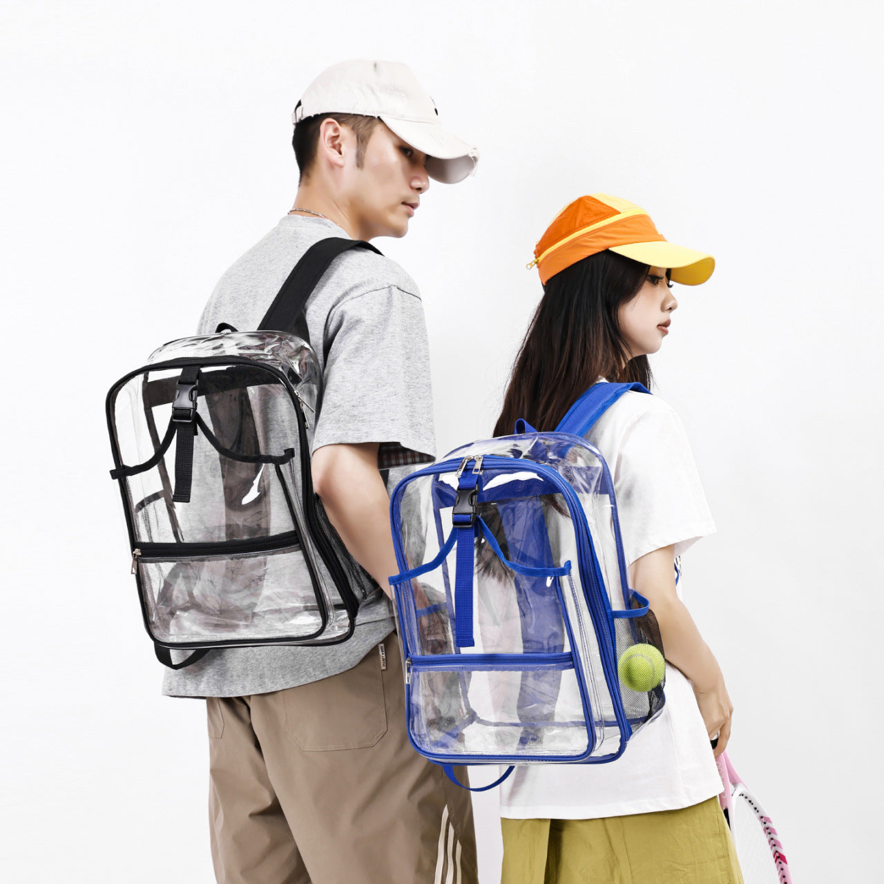 Transparent Bag PVC Backpack Women's Large-Capacity Backpack Men's New School Bag Waterproof Simple Travel Storage Bag