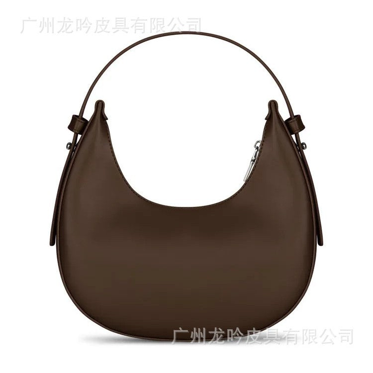 2025 Autumn New Fashion Crescent Moon Bag for Women, Large Capacity Handheld Shoulder Bag with Zipper Closure and Inner Pockets