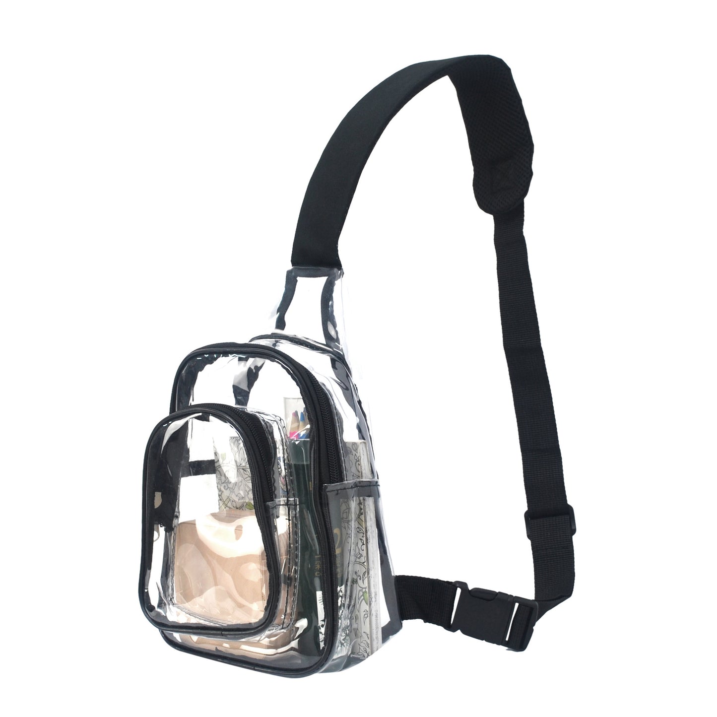 Transparent PVC Crossbody Bag for Outdoor Travel and Sports, Lightweight Waterproof Waist Pack with Multiple Pockets