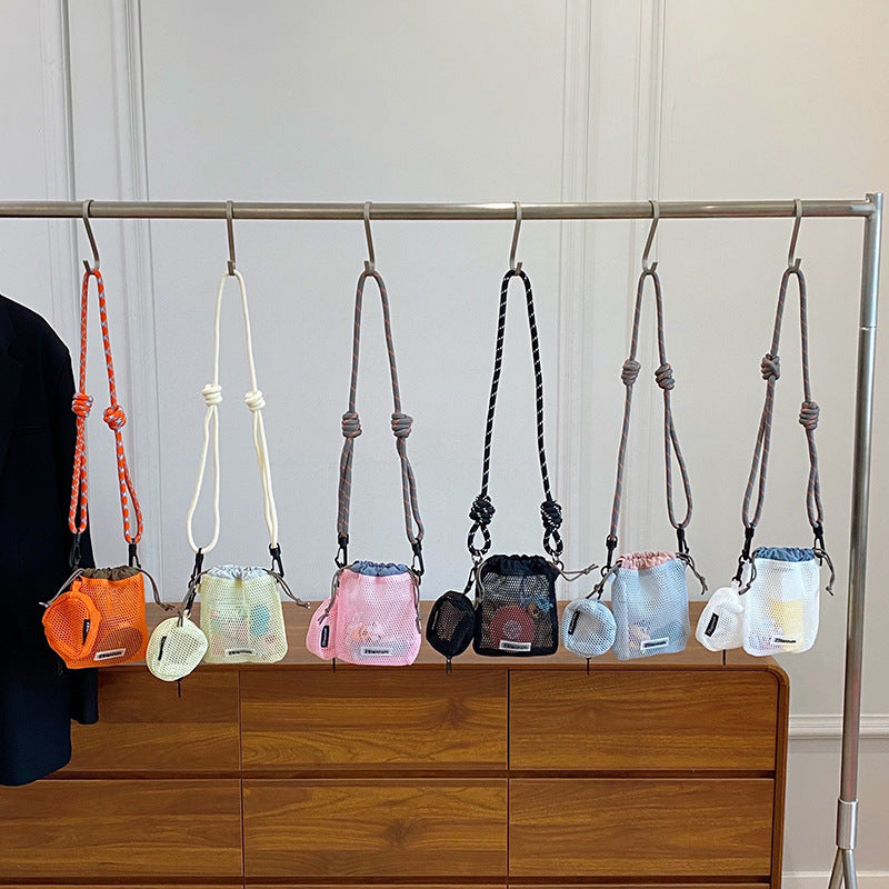 Korean Mesh Hollow out Small Shoulder Bag Casual Simple All-Match Mobile Phone Bag Shoulder Messenger Bag