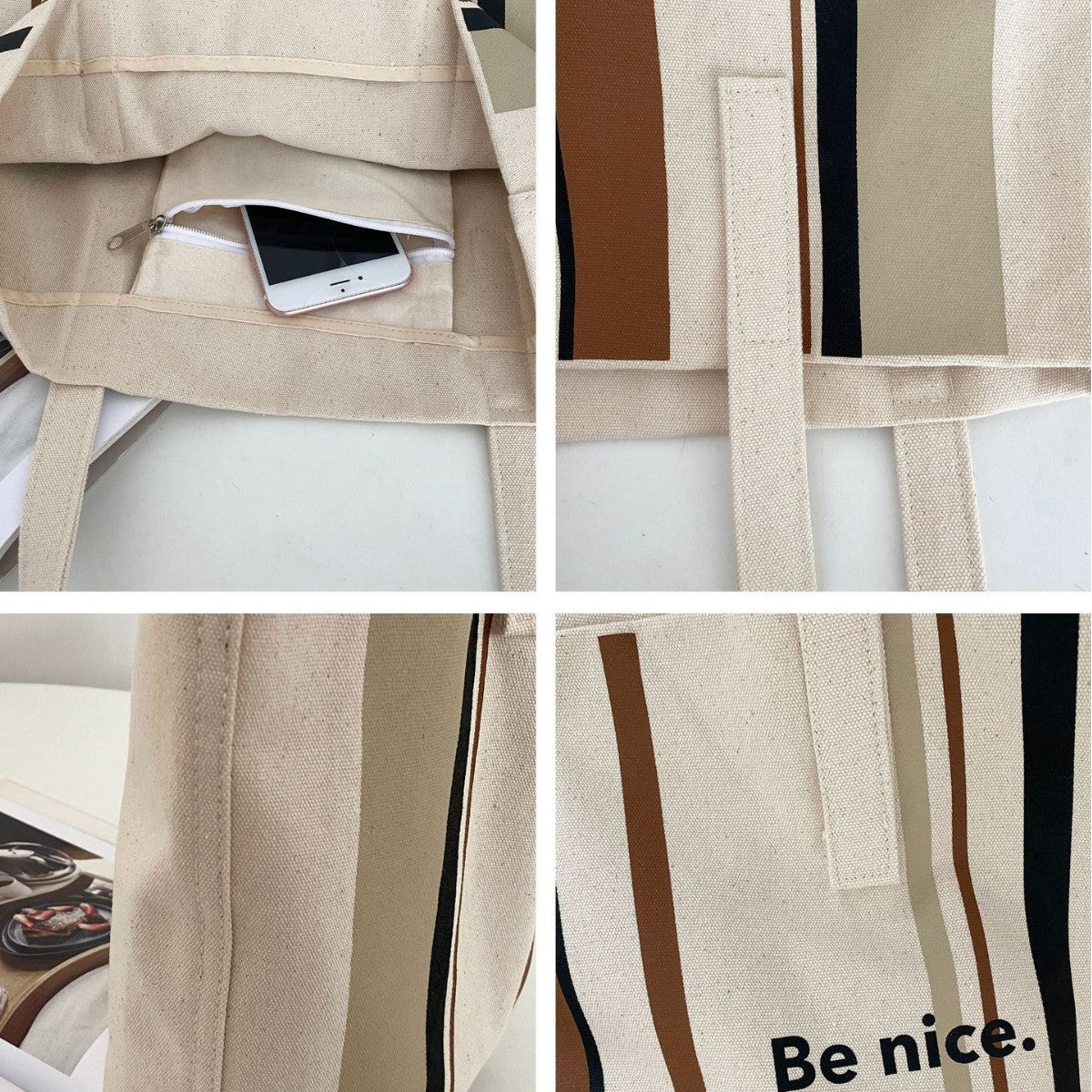 Simple Canvas Tote Bag Letter Printing Is Suitable for Daily Commuting, Shopping and Learning