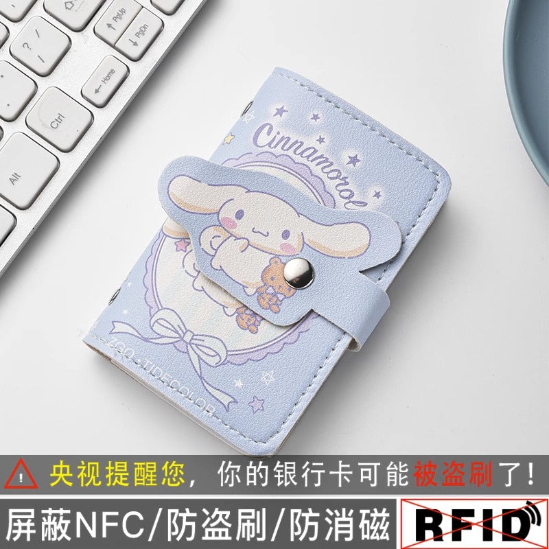 Sanrio Hellokitty Card Holder Women's Cute Cinnamoroll Babycinnamoroll Multi-Card Holder Card Case Clow M ID Storage Bag