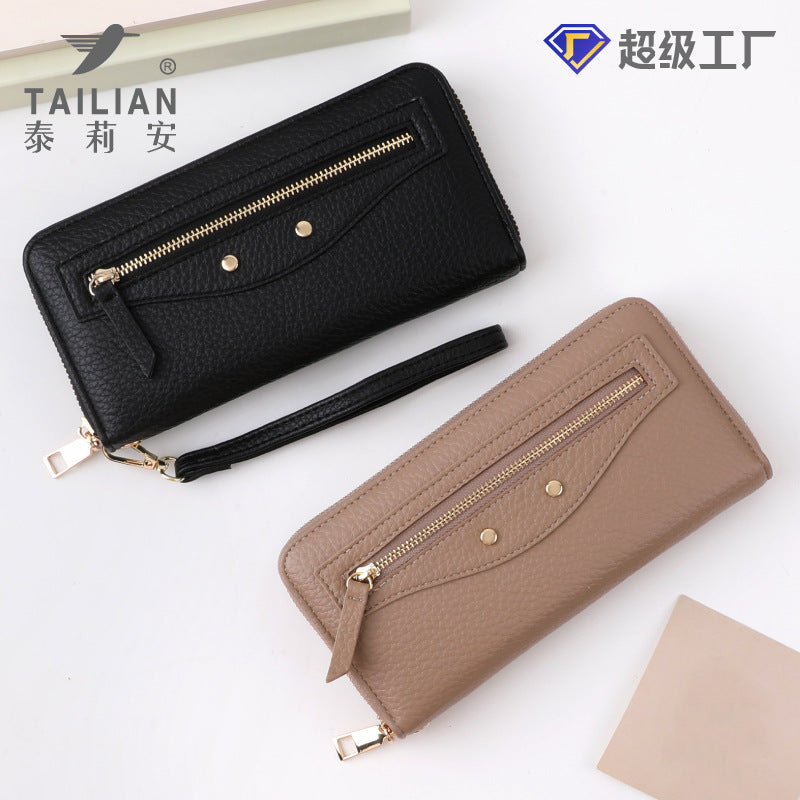 Stylish Zippered Long Wallet for Women withÀó֦ Texture and Coin Pocket, Fashionable Everyday Accessory